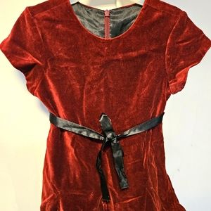 Red Velvet Dress with Black Sash Children's Place Sz 4t